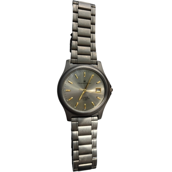 VTG Christiano Domani Titanium Watch CD1170-T Gray Date Lightweight Green & Gold - Picture 6 of 9
